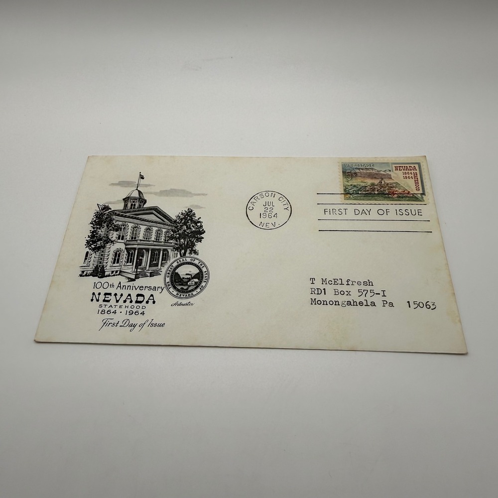 1964 Nevada Statehood 100th Anniversary First Day of Issue Envelope Carson City